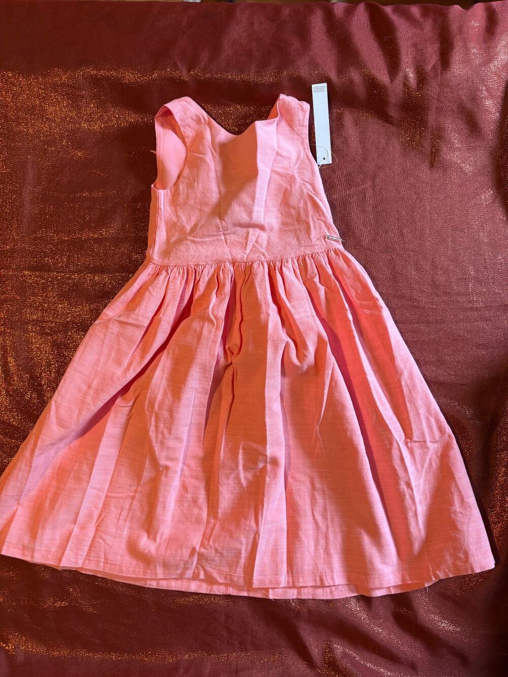 Girls Dress Size 5 Coral Pink Sleeveless Full Skirt Lined Cotton Rayon Party